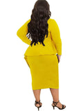 Plus Size Bow Neck Ruffled Midi Dresses Loveclb