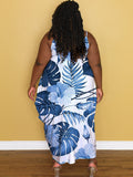 Plus Size Floral Print Sleeveless Sundress Loveclb