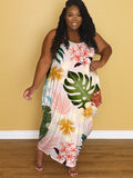 Plus Size Floral Print Sleeveless Sundress Loveclb