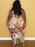 Plus Size Floral Print Sleeveless Sundress Loveclb