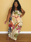 Plus Size Floral Print Sleeveless Sundress Loveclb