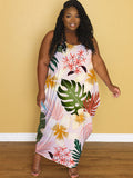 Plus Size Floral Print Sleeveless Sundress Loveclb