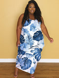 Plus Size Floral Print Sleeveless Sundress Loveclb