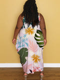 Plus Size Floral Print Sleeveless Sundress Loveclb