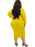 Plus Size Long Sleeve Bodycon Midi Dress Loveclb