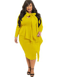 Plus Size Long Sleeve Bodycon Midi Dress Loveclb