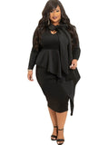 Plus Size Long Sleeve Bodycon Midi Dress Loveclb