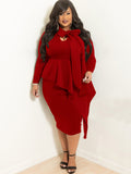 Plus Size Long Sleeve Bodycon Midi Dress Loveclb