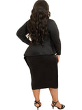 Plus Size Long Sleeve Bodycon Midi Dress Loveclb