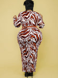 Plus Size Long Sleeve Leopard Print Maxi Dresses Loveclb