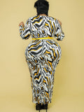 Plus Size Long Sleeve Leopard Print Maxi Dresses Loveclb