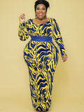 Plus Size Long Sleeve Leopard Print Maxi Dresses Loveclb