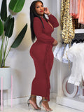 Plus Size Long Sleeve Tassel Maxi Dress Loveclb