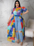 Plus Size Mesh Asymmetrical Flowy Hem Dresses Loveclb