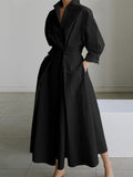 Plus Size Pleated Long Sleeve Maxi Dresses Loveclb