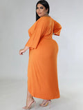 Plus Size Ruched Tie Front Midi Dresses Loveclb