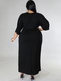 Plus Size Ruched Tie Front Midi Dresses Loveclb