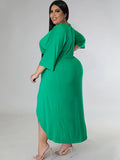 Plus Size Ruched Tie Front Midi Dresses Loveclb