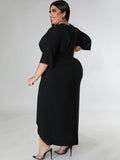 Plus Size Ruched Tie Front Midi Dresses Loveclb