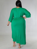 Plus Size Ruched Tie Front Midi Dresses Loveclb