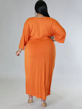 Plus Size Ruched Tie Front Midi Dresses Loveclb