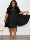 Plus Size Short Sleeve Button Down Midi Dresses Loveclb