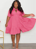 Plus Size Short Sleeve Button Down Midi Dresses Loveclb