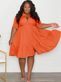 Plus Size Short Sleeve Button Down Midi Dresses Loveclb