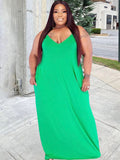 Plus Size Solid Color Cami Maxi Dresses Loveclb