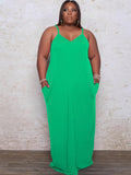 Plus Size Solid Color Cami Maxi Dresses Loveclb