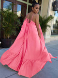 Plus Size Spaghetti Strap Ruffle Maxi Swing Dresses Loveclb