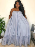 Plus Size Spaghetti Strap Ruffle Maxi Swing Dresses Loveclb