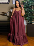 Plus Size Spaghetti Strap Ruffle Maxi Swing Dresses Loveclb