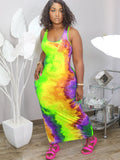 Plus Size Tie Dye Print Bodycon Maxi Dresses Loveclb