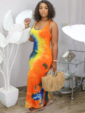 Plus Size Tie Dye Print Bodycon Maxi Dresses Loveclb