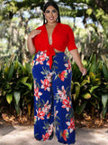 Plus Size Two Piece Crop Top Long Pants Outfits Loveclb