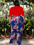 Plus Size Two Piece Crop Top Long Pants Outfits Loveclb