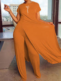 Plus Size Two Piece Short Sleeves Top Long Pants Outfits Loveclb