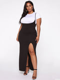 Plus Size Two Piece Split Sling Maxi Dress Sets Loveclb