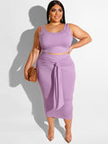 Plus Size Two Piece Tank Top Maxi Skirts Sets Loveclb