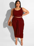 Plus Size Two Piece Tank Top Maxi Skirts Sets Loveclb