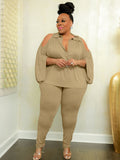 Plus Size Two Piece Top Long Pants Outfits Loveclb