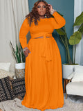 Plus Size Two Piece Wrap Top & Maxi Dresses Loveclb