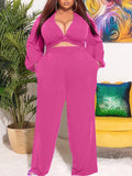 Plus Size V Neck Tops & Long Pants Loveclb