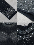 Rhinestone Long Sleeve Bodycon Jumpsuits Loveclb