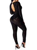 Round Neck Mesh Jumpsuit Loveclb