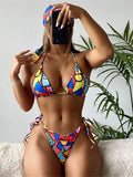 Miami Weekend 3 Piece Cheeky Halter Bikini With Matching Scarf