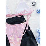 Pink Love Shiny Love Heart Triangle Bikini