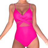 Solid One Piece Tummy Slimming Design Swimsuit