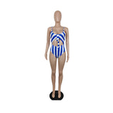 Striped Sensation Cut Out One Piece Bathing Suit